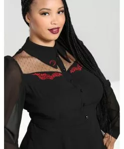 New In Hell Bunny Tallulah Snake Moon 40's Mid Dress Black