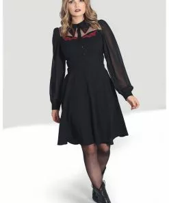 New In Hell Bunny Tallulah Snake Moon 40's Mid Dress Black