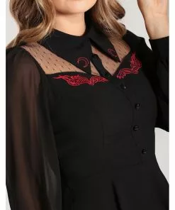 New In Hell Bunny Tallulah Snake Moon 40's Mid Dress Black