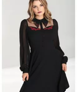 New In Hell Bunny Tallulah Snake Moon 40's Mid Dress Black