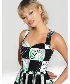 New In Hell Bunny Annie Bats 50's Swing Dress Black White