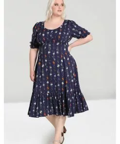 New In Hell Bunny Asta Floral 70's Maxi Dress Blue