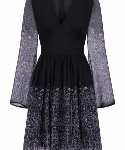 New In Hell Bunny Secret Gate 40's Dress Black