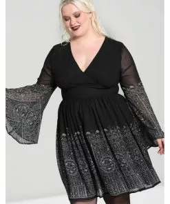 New In Hell Bunny Secret Gate 40's Dress Black