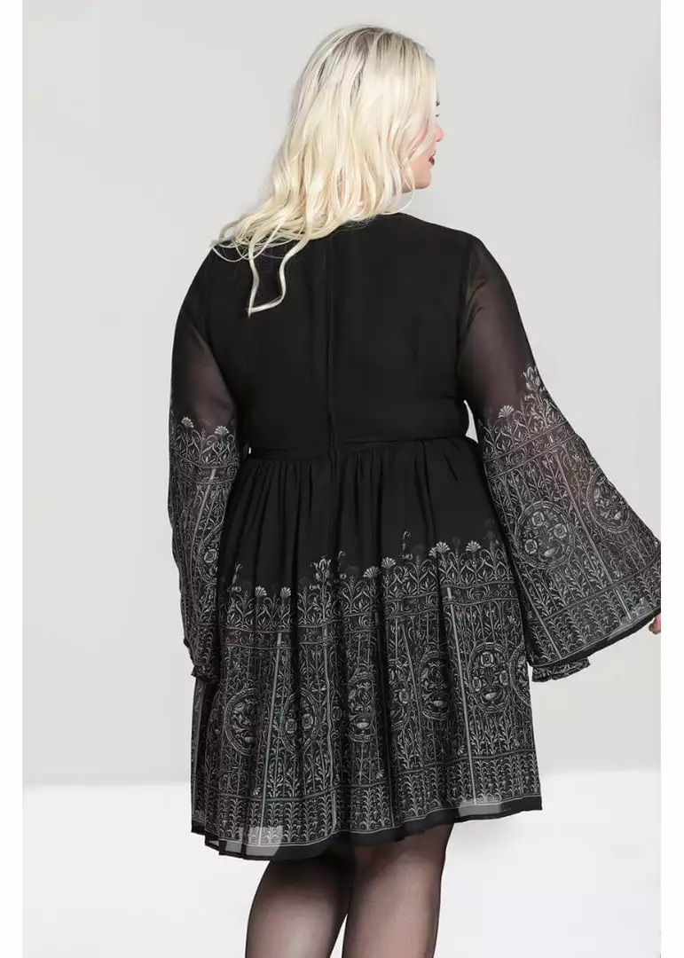 New In Hell Bunny Secret Gate 40's Dress Black 10 New In Hell Bunny Secret Gate 40's Dress Black