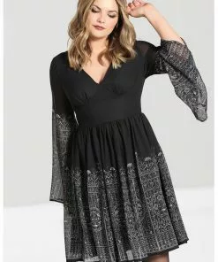 New In Hell Bunny Secret Gate 40's Dress Black 14 New In Hell Bunny Secret Gate 40's Dress Black