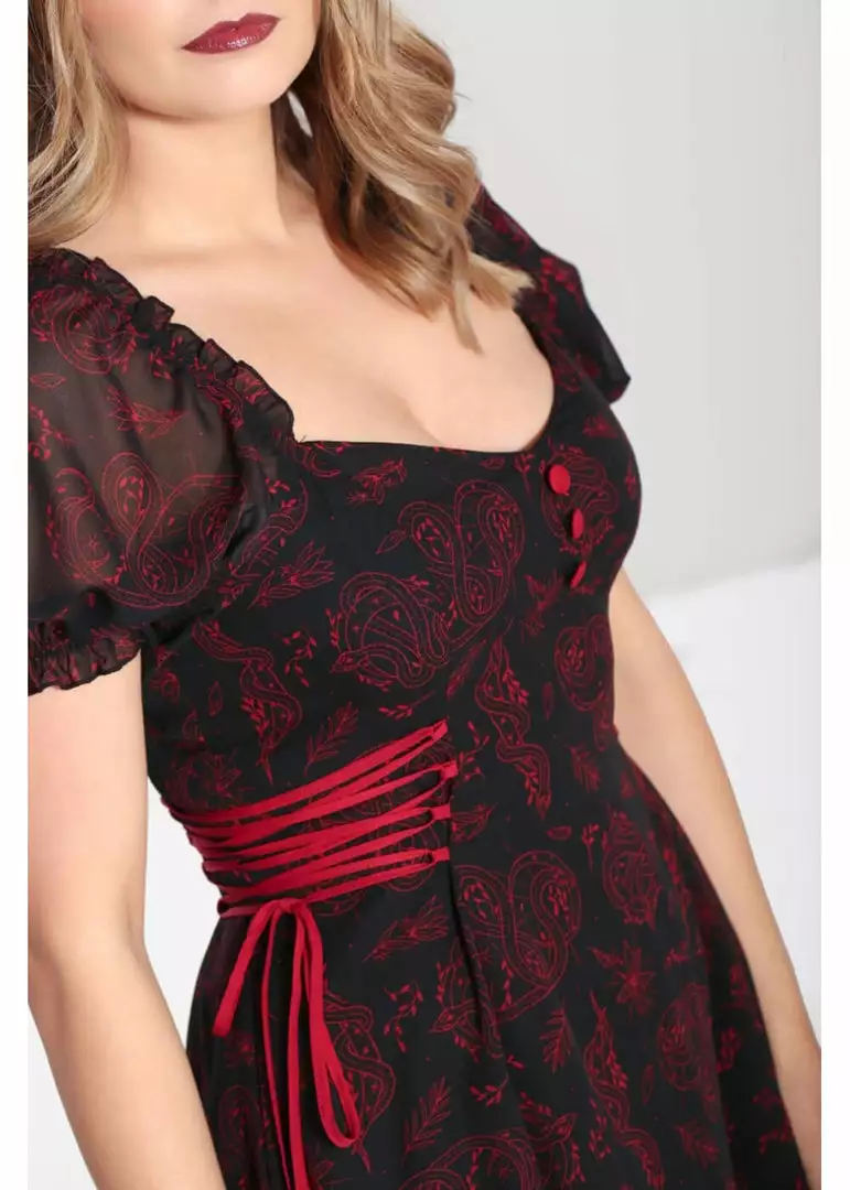 Hell Bunny Clarice Snake 60's Mini Dress Black New In 7 Hell Bunny Clarice Snake 60's Mini Dress Black New In