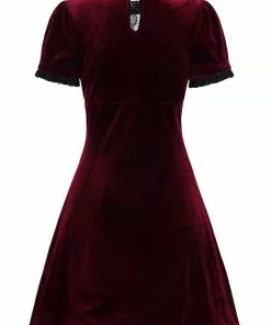 Hell Bunny Caroline Velvet 40's Dress Wine New In 14 Hell Bunny Caroline Velvet 40's Dress Wine New In