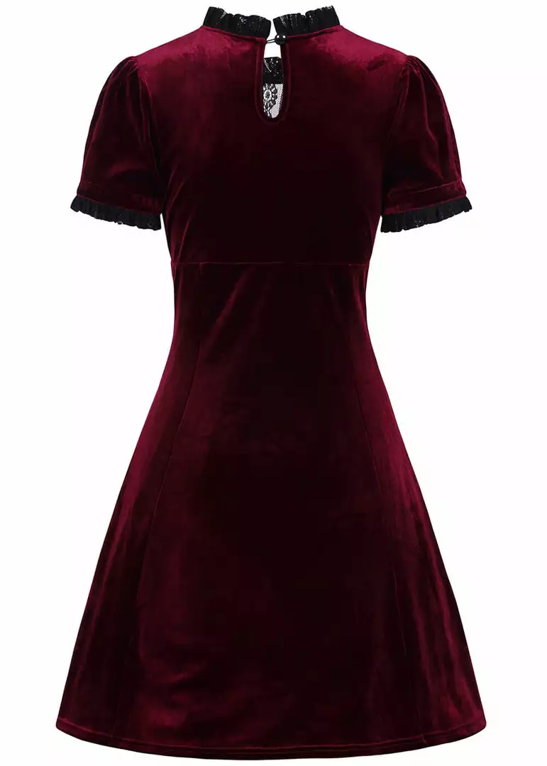 Hell Bunny Caroline Velvet 40's Dress Wine New In 5 Hell Bunny Caroline Velvet 40's Dress Wine New In