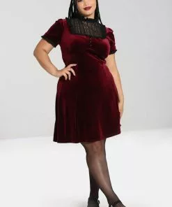 Hell Bunny Caroline Velvet 40's Dress Wine New In 20 Hell Bunny Caroline Velvet 40's Dress Wine New In