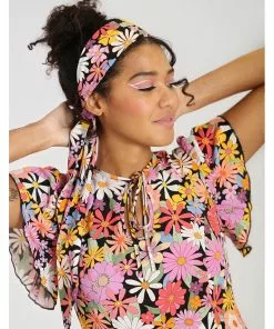 Hell Bunny Nadine Flower Power 60's Mini Dress Multi
