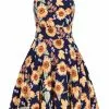 Hell Bunny Sunflower 40's Pinafore Swing Dress Blue New In 1 Hell Bunny Sunflower 40's Pinafore Swing Dress Blue New In