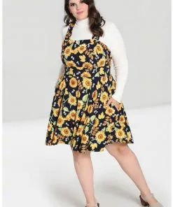 Hell Bunny Sunflower 40's Pinafore Swing Dress Blue New In 17 Hell Bunny Sunflower 40's Pinafore Swing Dress Blue New In