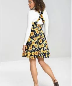 Hell Bunny Sunflower 40's Pinafore Swing Dress Blue New In 21 Hell Bunny Sunflower 40's Pinafore Swing Dress Blue New In