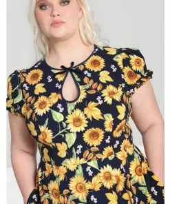 New In Hell Bunny Sunflower 40's Swing Dress Blue 17 New In Hell Bunny Sunflower 40's Swing Dress Blue