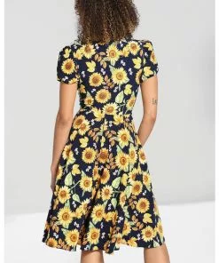 New In Hell Bunny Sunflower 40's Swing Dress Blue 21 New In Hell Bunny Sunflower 40's Swing Dress Blue