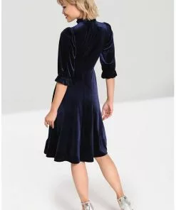 Hell Bunny Orion Velvet 40's Mid Dress Navy Blue 19 Hell Bunny Orion Velvet 40's Mid Dress Navy Blue