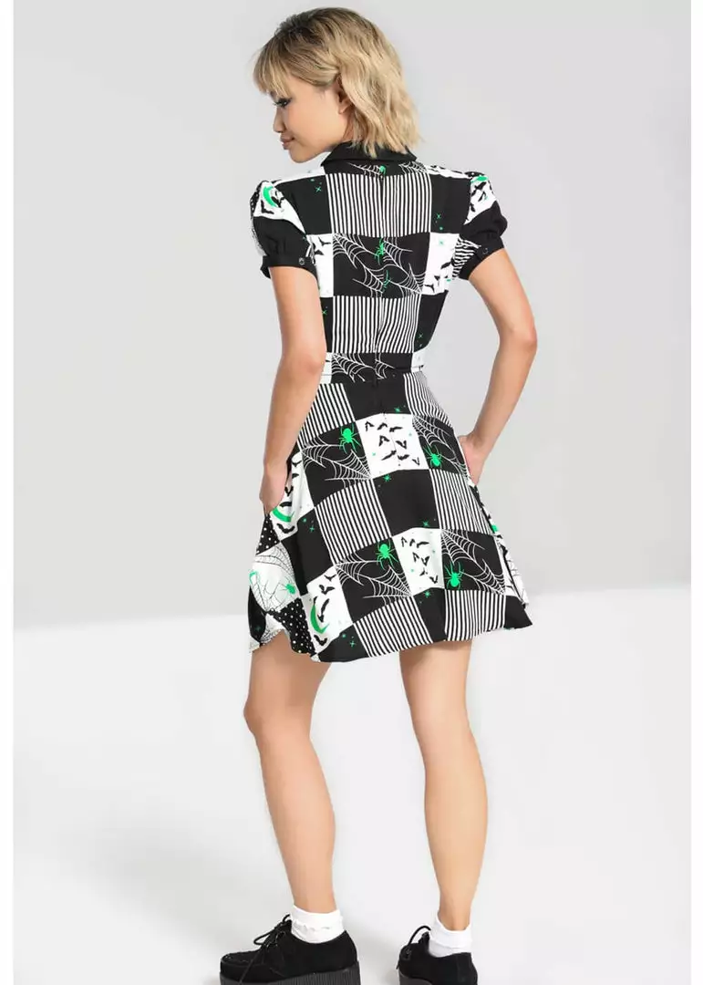 New In Hell Bunny Annie Bats 60's Mini Dress Black White 7 New In Hell Bunny Annie Bats 60's Mini Dress Black White