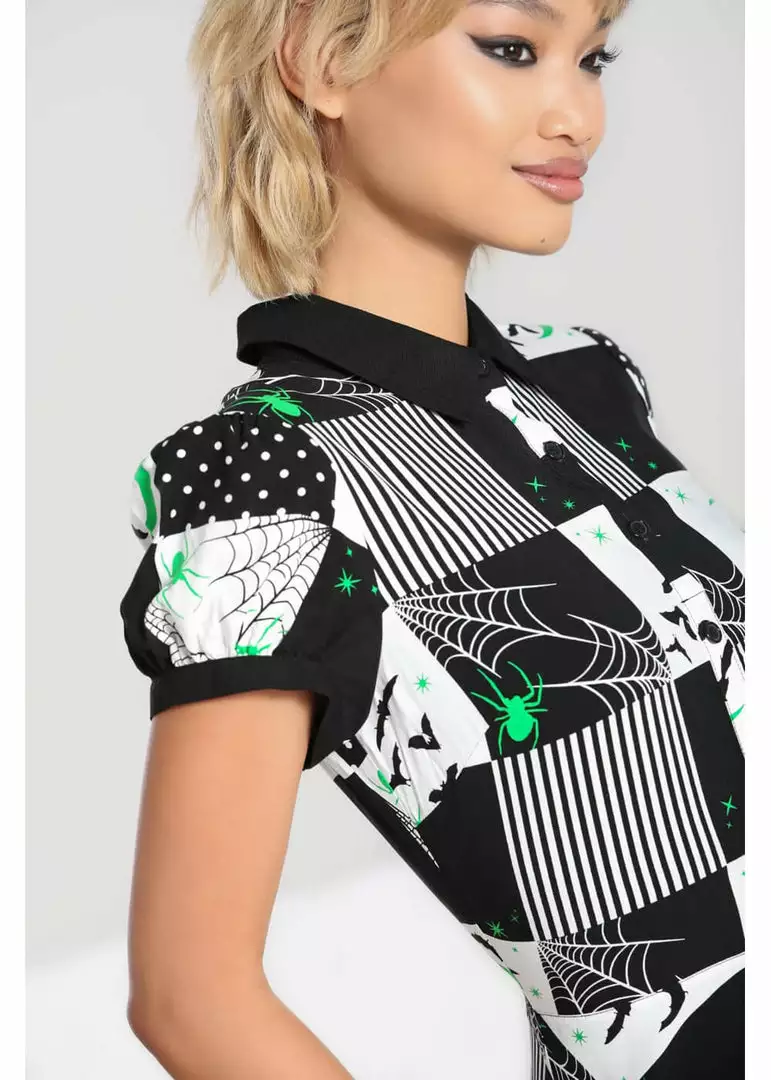 New In Hell Bunny Annie Bats 60's Mini Dress Black White 9 New In Hell Bunny Annie Bats 60's Mini Dress Black White