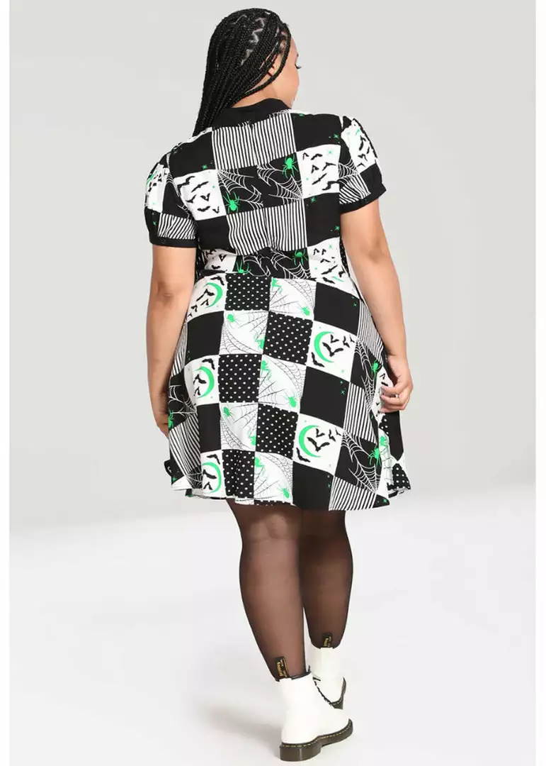 New In Hell Bunny Annie Bats 60's Mini Dress Black White 11 New In Hell Bunny Annie Bats 60's Mini Dress Black White