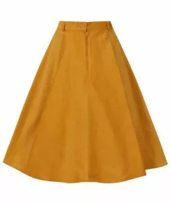 New In Hell Bunny Jefferson Corduroy 70's Swing Skirt Mustard 7 New In Hell Bunny Jefferson Corduroy 70's Swing Skirt Mustard