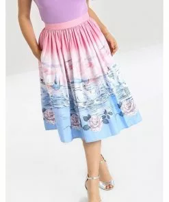 Hell Bunny Swan 50's Swing Skirt Pink New In