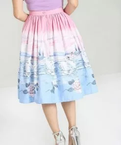 Hell Bunny Swan 50's Swing Skirt Pink New In