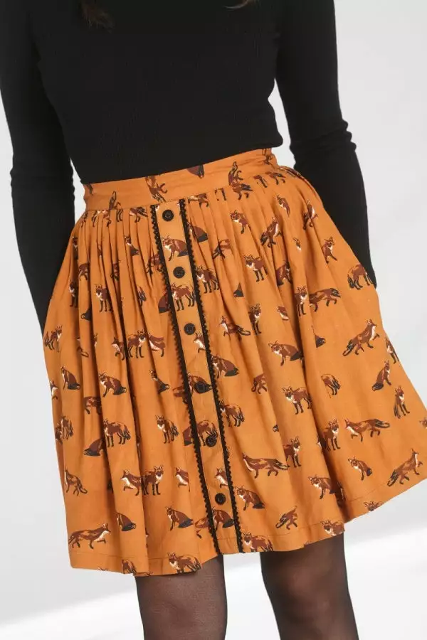 New In Hell Bunny Vixey Fox 60's Skirt Brown 3 New In Hell Bunny Vixey Fox 60's Skirt Brown