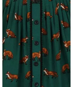 Hell Bunny Vixey Fox 60's Skirt Dark Green