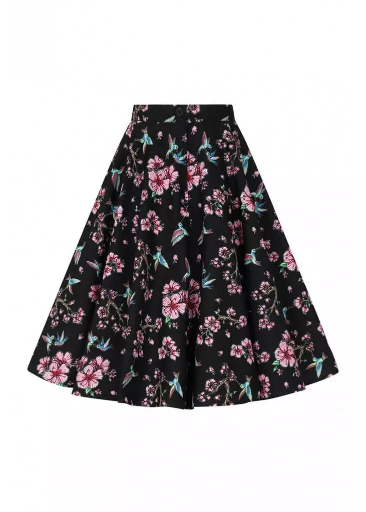Hell Bunny Madison Hummingbird 50's Swing Skirt Black 3 Hell Bunny Madison Hummingbird 50's Swing Skirt Black