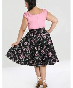 Hell Bunny Madison Hummingbird 50's Swing Skirt Black 14 Hell Bunny Madison Hummingbird 50's Swing Skirt Black