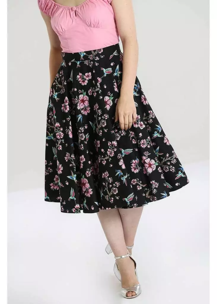Hell Bunny Madison Hummingbird 50's Swing Skirt Black 8 Hell Bunny Madison Hummingbird 50's Swing Skirt Black