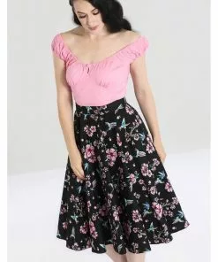 Hell Bunny Madison Hummingbird 50's Swing Skirt Black 16 Hell Bunny Madison Hummingbird 50's Swing Skirt Black