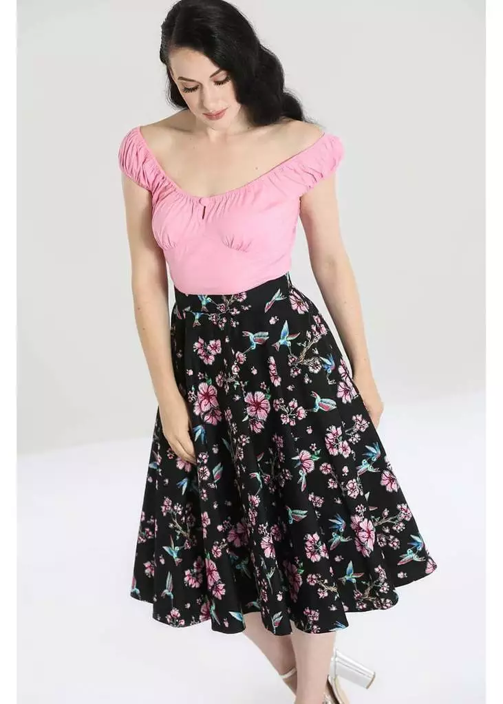 Hell Bunny Madison Hummingbird 50's Swing Skirt Black 9 Hell Bunny Madison Hummingbird 50's Swing Skirt Black