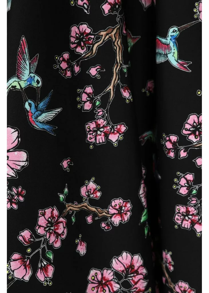 Hell Bunny Madison Hummingbird 50's Swing Skirt Black 10 Hell Bunny Madison Hummingbird 50's Swing Skirt Black