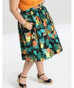 Hell Bunny Bali Jungle 50's Swing Skirt Black New In 15 Hell Bunny Bali Jungle 50's Swing Skirt Black New In