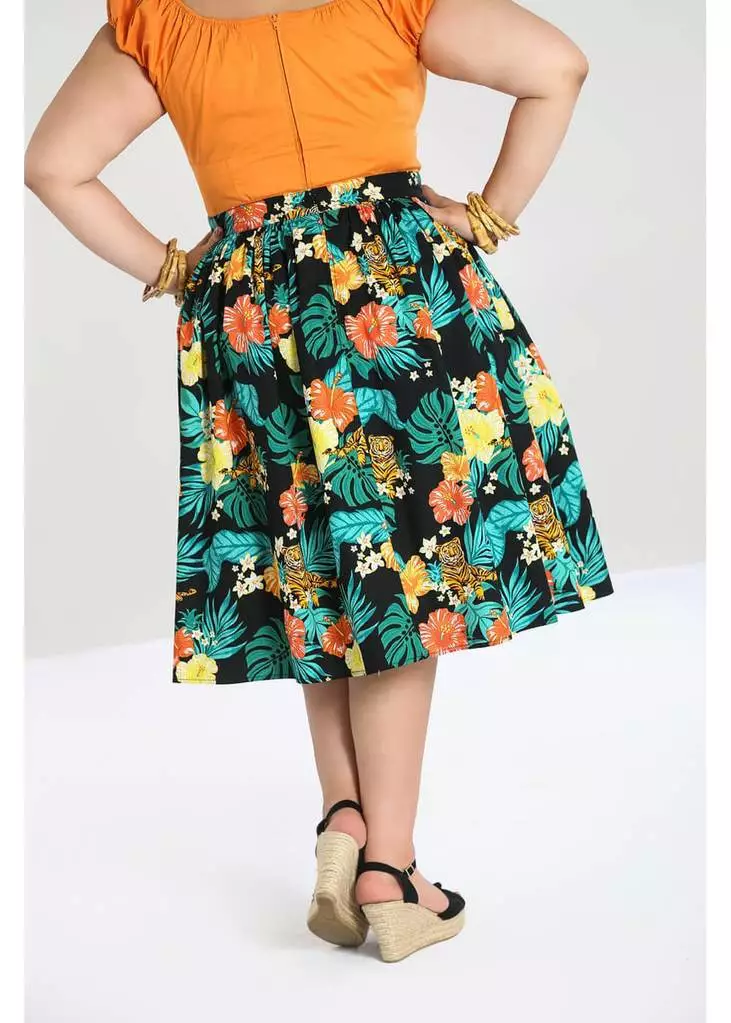 Hell Bunny Bali Jungle 50's Swing Skirt Black New In 12 Hell Bunny Bali Jungle 50's Swing Skirt Black New In