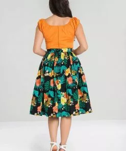 Hell Bunny Bali Jungle 50's Swing Skirt Black New In 18 Hell Bunny Bali Jungle 50's Swing Skirt Black New In