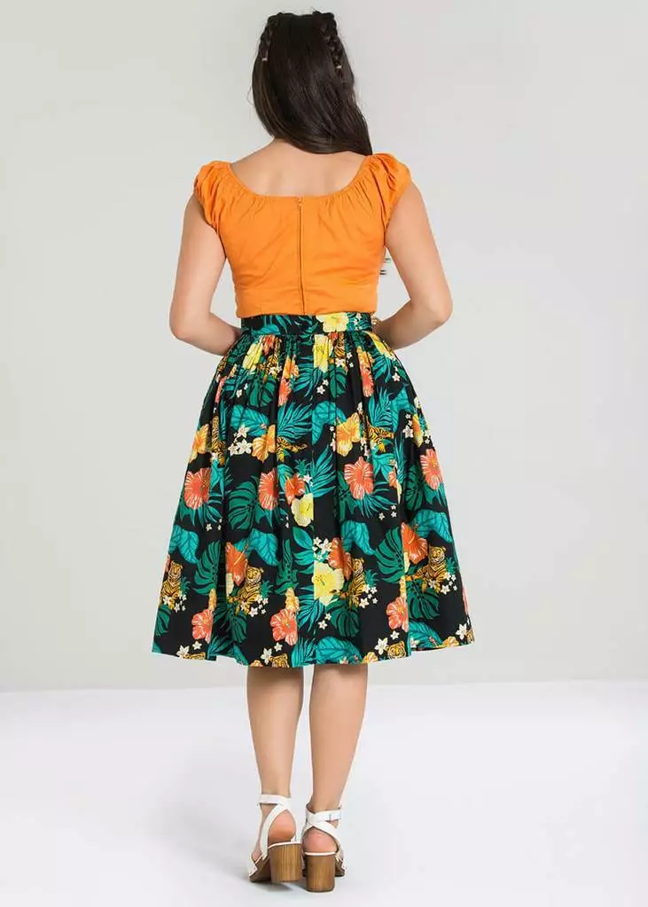 Hell Bunny Bali Jungle 50's Swing Skirt Black New In 9 Hell Bunny Bali Jungle 50's Swing Skirt Black New In