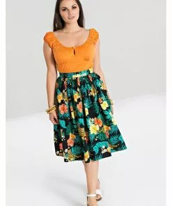 Hell Bunny Bali Jungle 50's Swing Skirt Black New In 17 Hell Bunny Bali Jungle 50's Swing Skirt Black New In
