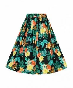 Hell Bunny Bali Jungle 50's Swing Skirt Black New In 19 Hell Bunny Bali Jungle 50's Swing Skirt Black New In