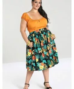Hell Bunny Bali Jungle 50's Swing Skirt Black New In 20 Hell Bunny Bali Jungle 50's Swing Skirt Black New In