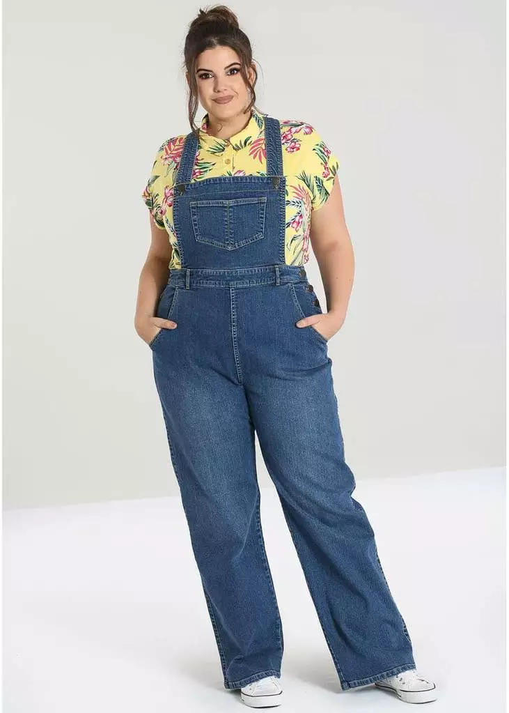 Hell Bunny Betty Bee 40's Denim Dungarees Blue 3 Hell Bunny Betty Bee 40's Denim Dungarees Blue