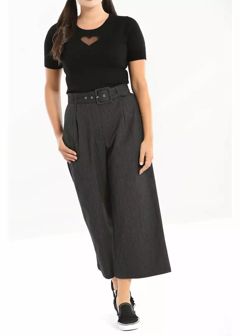 New In Hell Bunny Benny Culottes 60's Trousers Grey 8 New In Hell Bunny Benny Culottes 60's Trousers Grey