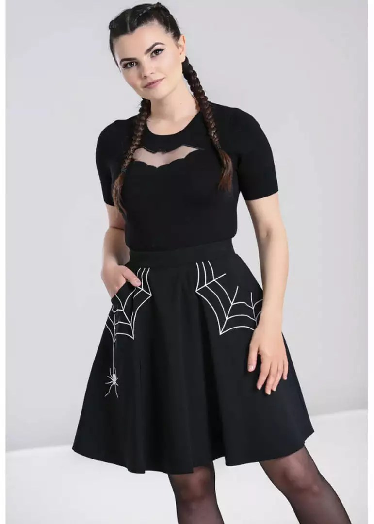 New In Hell Bunny Miss Muffet Spider Skirt Black White 3 New In Hell Bunny Miss Muffet Spider Skirt Black White