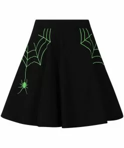 Hell Bunny Miss Muffet Spider Skirt Black Green New In
