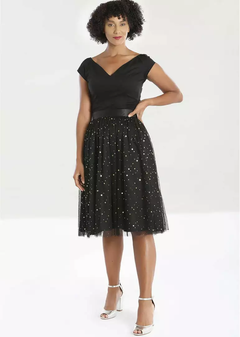 Hell Bunny Infinity Stars 50's Tulle Party Skirt Black 10 Hell Bunny Infinity Stars 50's Tulle Party Skirt Black