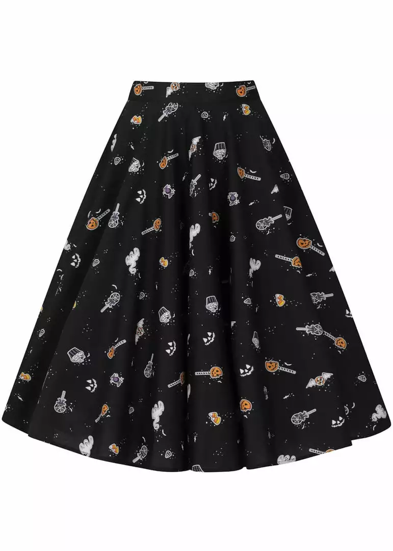 Hell Bunny Trick Or Treat 50's Swing Skirt Black 3 Hell Bunny Trick Or Treat 50's Swing Skirt Black