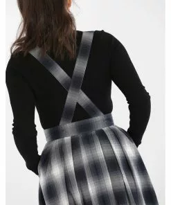 Hell Bunny Eddystone Pinafore 60's Swing Skirt Grey New In
