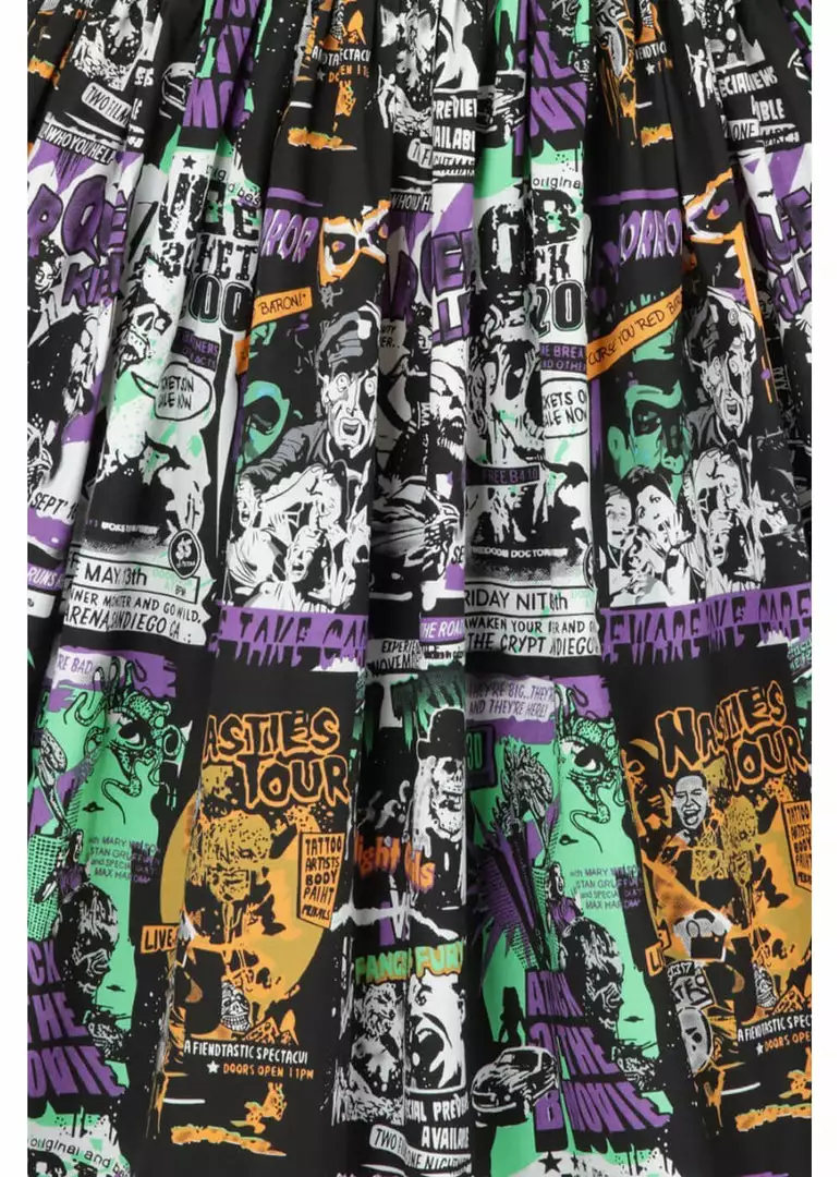 New In Hell Bunny Be Afraid Halloween 50's Swing Skirt Multi 4 New In Hell Bunny Be Afraid Halloween 50's Swing Skirt Multi